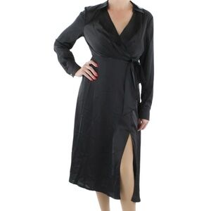 LAUREN Ralph Lauren Womens Surplice Collared Wear To Work Midi Dress